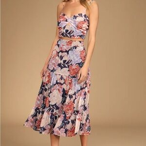 Floating Through Flowers Multi Floral Two-Piece Midi Dress
